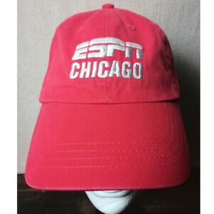 Vintage ESPN Chicago‎ Hat Baseball Cap Embroidered Logo Red Adult Adjustable